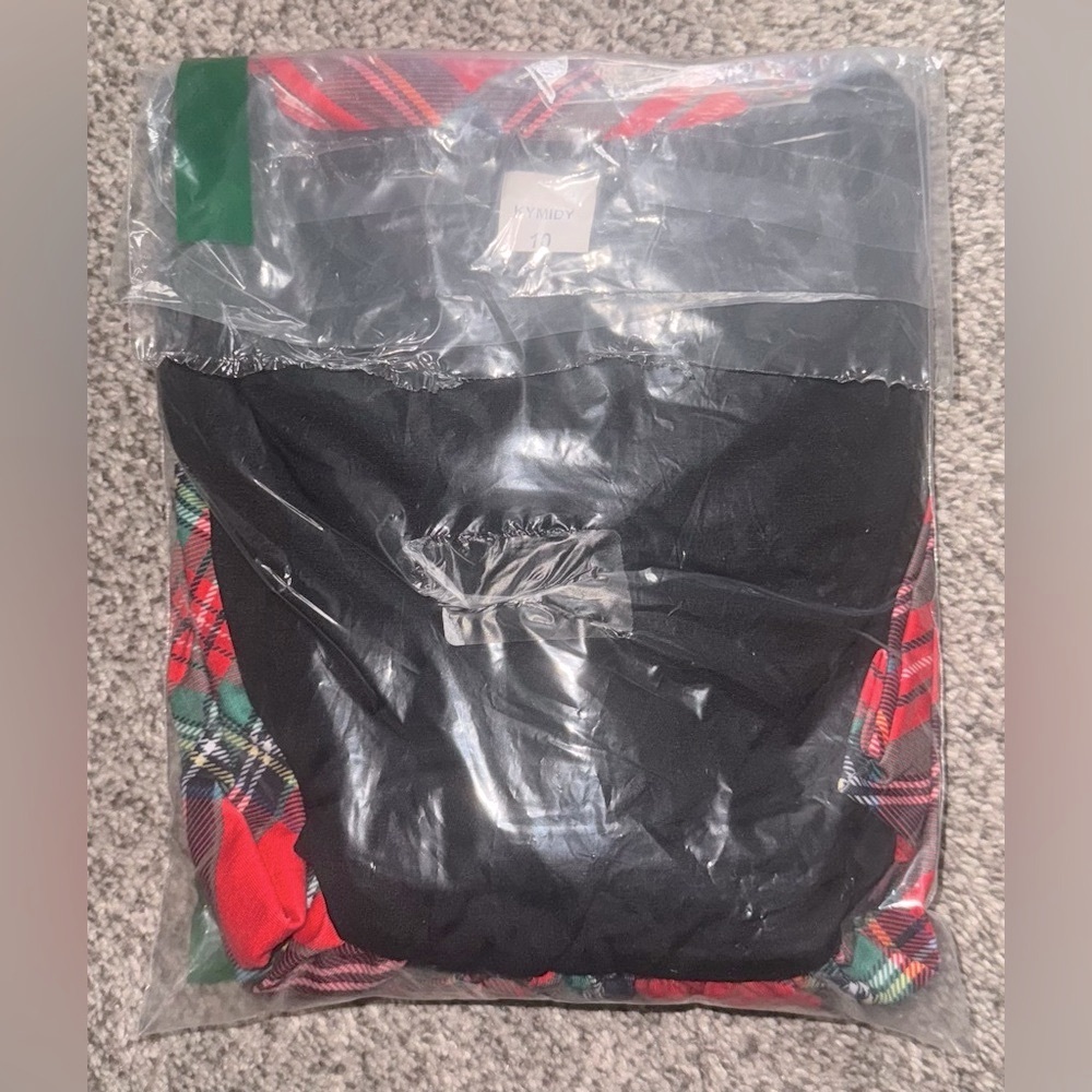 Festive Black & Red Plaid Long Sleeve Dress - Picture 5 of 5